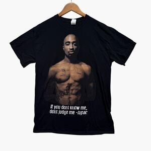 VTG Black Tupac Shakur Quote Rap Hip Hop 90s biggie West Music Print T Shirt M